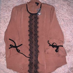 Mine Blouse brown and black lace blouse large